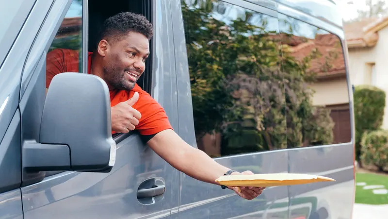 Delivery van with packages